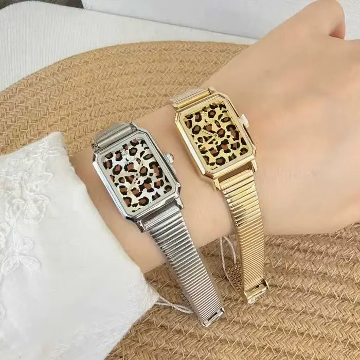 Montre rectangulaire haute couture imprimé léopard rétro résistante à l'eau pour femmes mode et casual occasions spéciales