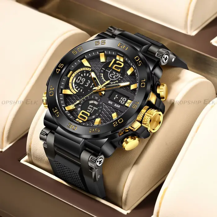 Nouvelles montres pour hommes étanche horloge alarme reloj hombre LCD double affichage montre-bracelet Quartz militaire
