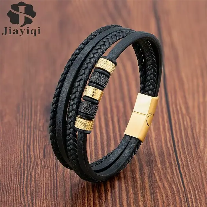 Bracelet de luxe en perles d'acier inoxydable pour hommes
