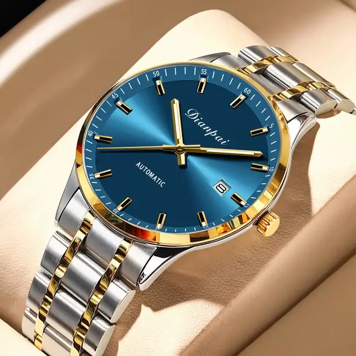 Dianpai nouvelle montre mécanique entièrement automatique pour hommes calendrier en acier inoxydable