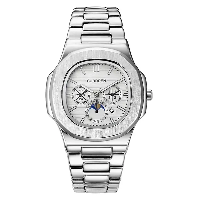 Véritable CURDDEN Super marque Montres de créateur pour hommes mode alliage bande Date montre à Quartz argent