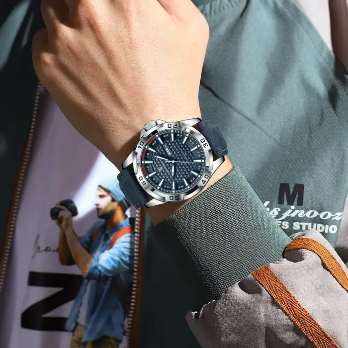 POEDAGAR Original homme montre-bracelet haut de gamme étanche lumineux Date semaine montre pour hommes Quartz Sport cuir