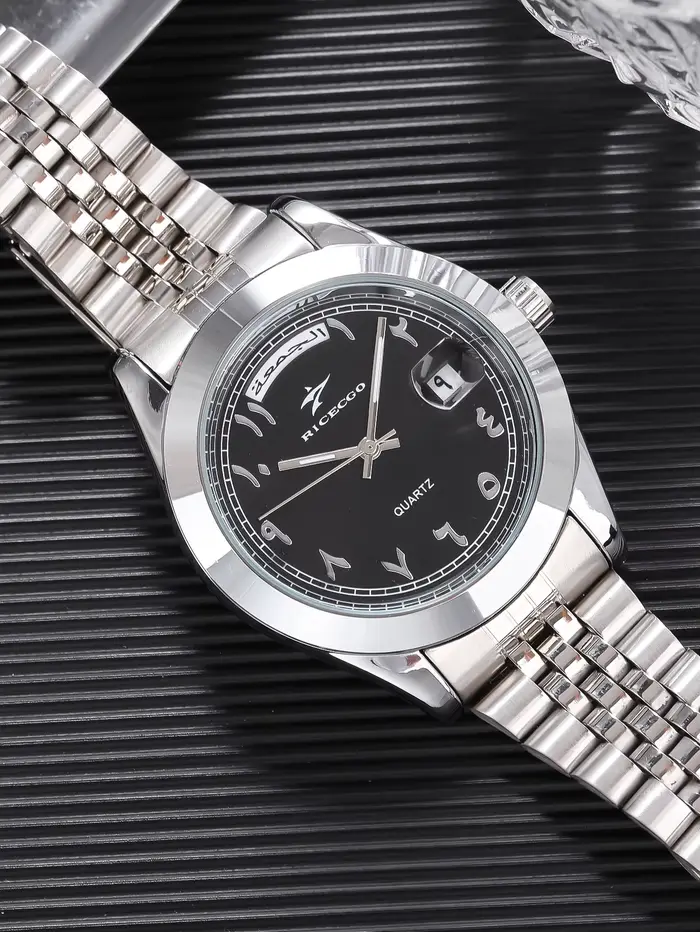 Montre à quartz pour homme avec cadran à chiffres arabes