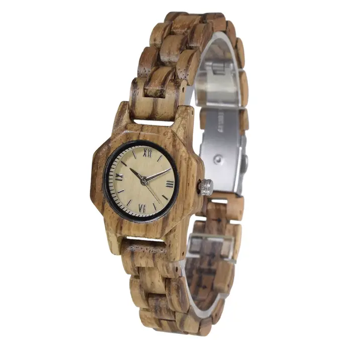 Montre en bois de santal octogonal pour femme