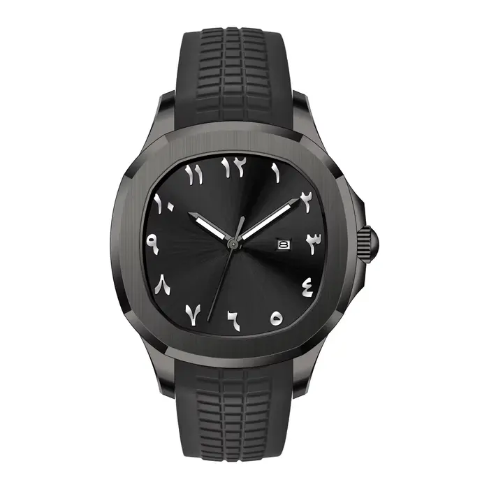 Chiffres arabes sans Logo moyen-orient luxe hommes montres marque Quartz mode créative Silicone Montre-bracelet Homme
