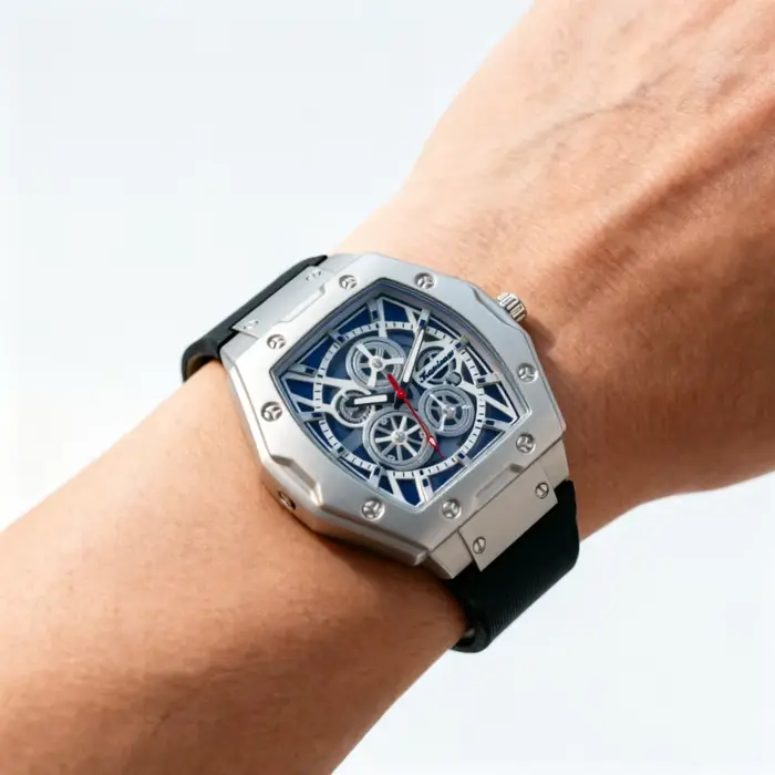 Montre pour homme avec bracelet en silicone ajouré