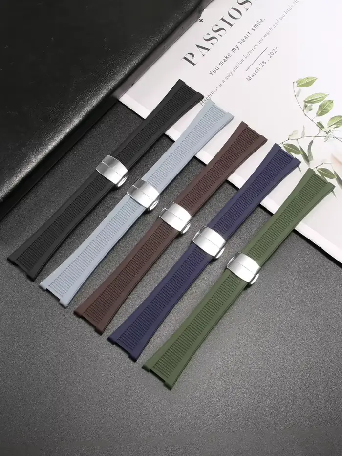 Bracelet de montre en caoutchouc silicone étanche à rainures