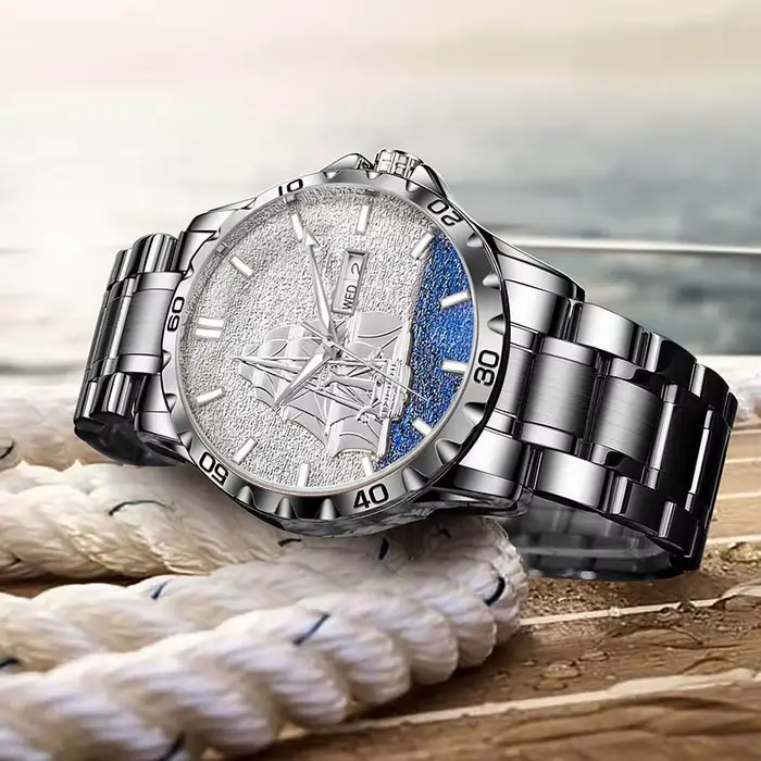 Montre GLENAW, design nautique tridimensionnel
