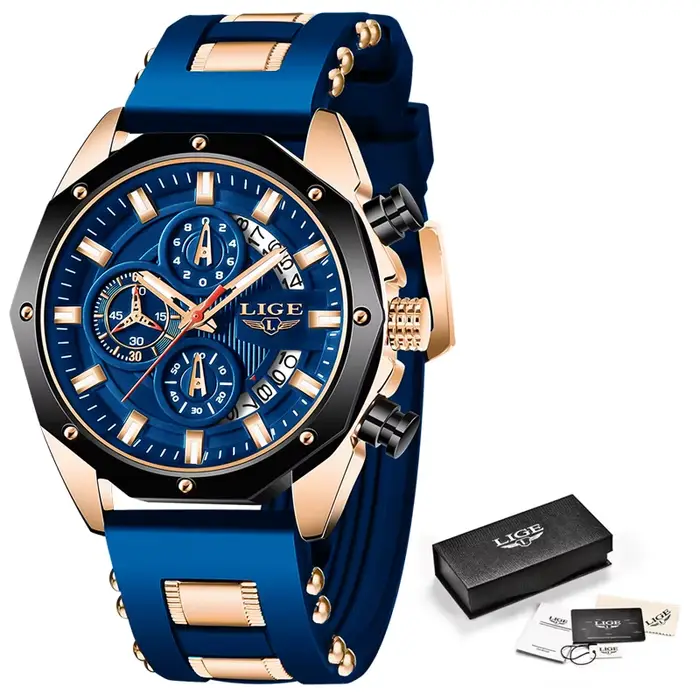 2025 LIGE nouvelle mode hommes montres haut de gamme de luxe Silicone Sport montre hommes Quartz Dat