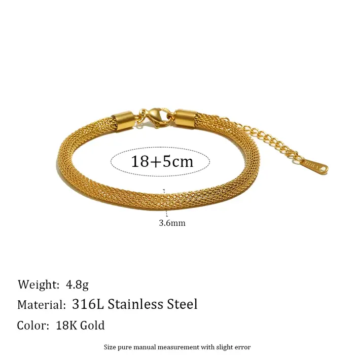 E.B.belle – Bracelet chaîne en maille creuse, en acier inoxydable plaqué or, sans ternissement, bijo