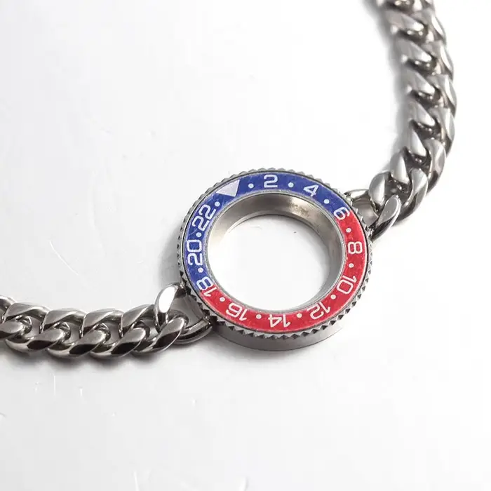 Montre tachymètre lunette GMT bracelet chaîne Cuba acier inoxydable plaqué or plaqué argent plaqué rhodium imitation plaqué platine plaqué rhodium plaqué titane vert foncé pour femmes hommes occasions spéciales
