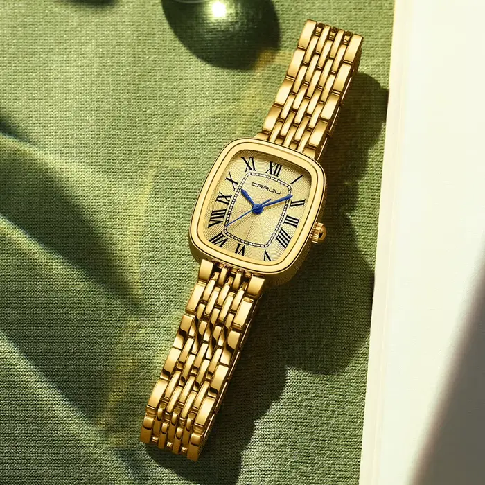 CRRJU Montres en or pour femme avec petit bracelet vintage