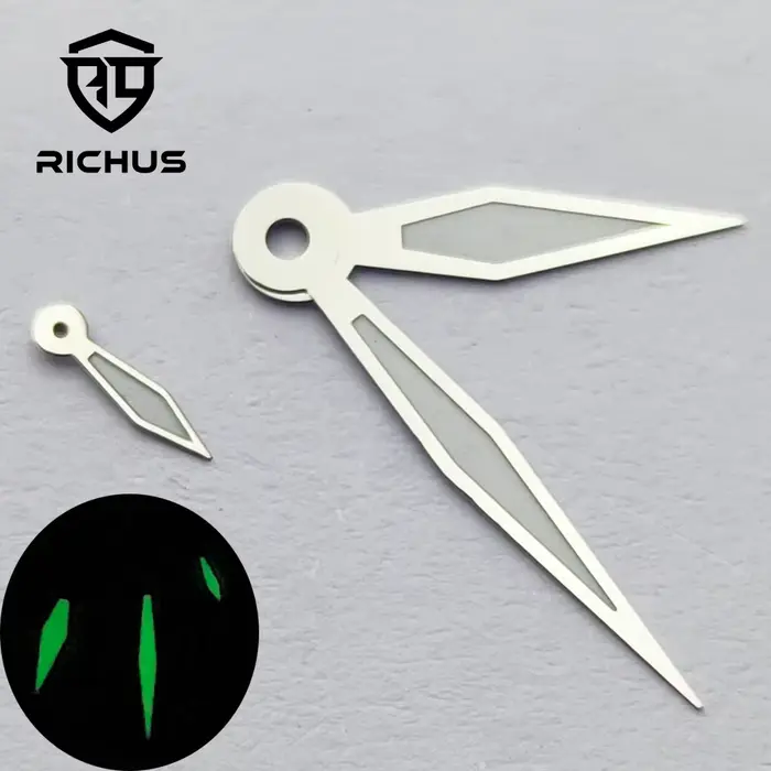 RICHUS Cadran de montre 37 mm avec aiguilles vertes lumineuses, compatible avec le mouvement ETA6497