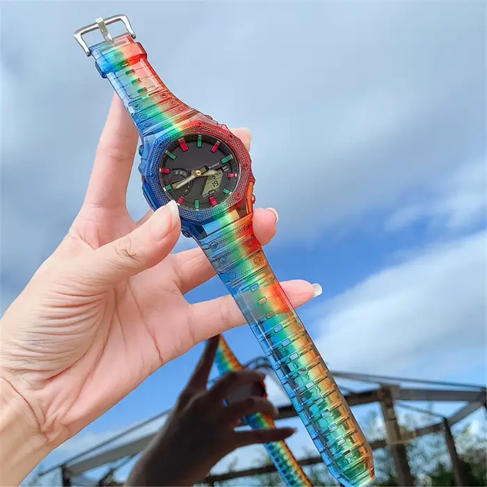 Bracelet en résine transparente pour Casio G-Shock GA-2100 avec fermeture en acier inoxydable pour hommes et femmes occassions spéciales