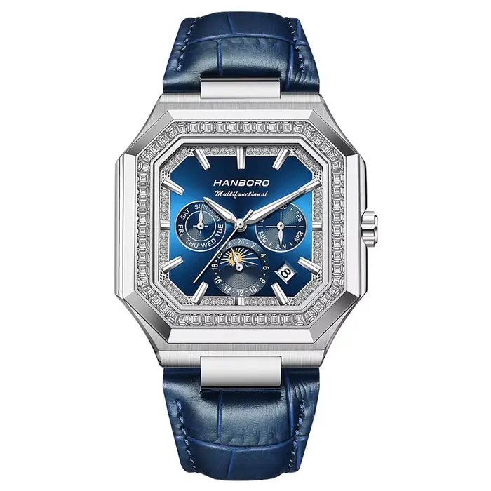 HANBORO – montre mécanique carrée entièrement automatique pour hommes, montre multifonctionnelle ten