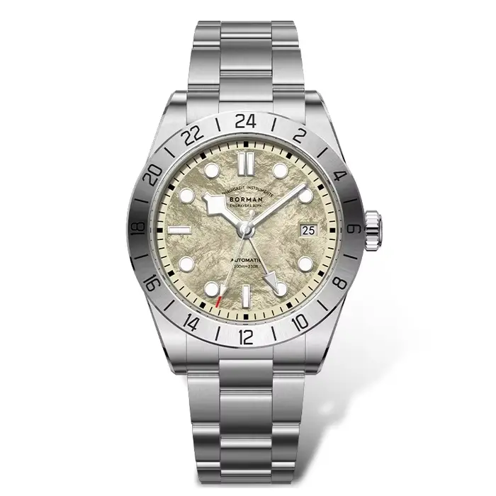 BORMAN 3825Men montre automatique 40MM GMT montre-bracelet mécanique 10ATM étanche lumineux saphir m