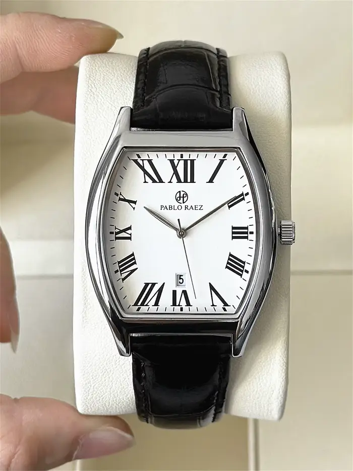 PABLO RAEZ luxe hommes Quartz montre en cuir barils forme étanche Date haut marque montre-bracelet