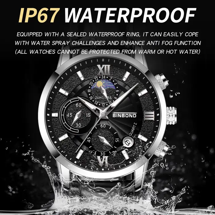 Montres à quartz de marque originale BINBOND pour hommes