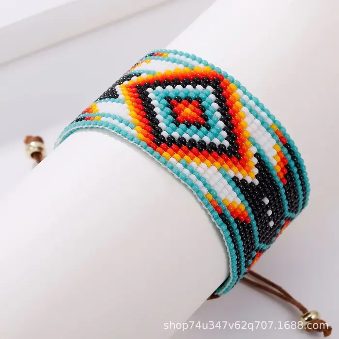 Bracelet perlé tricoté à la main unisexe