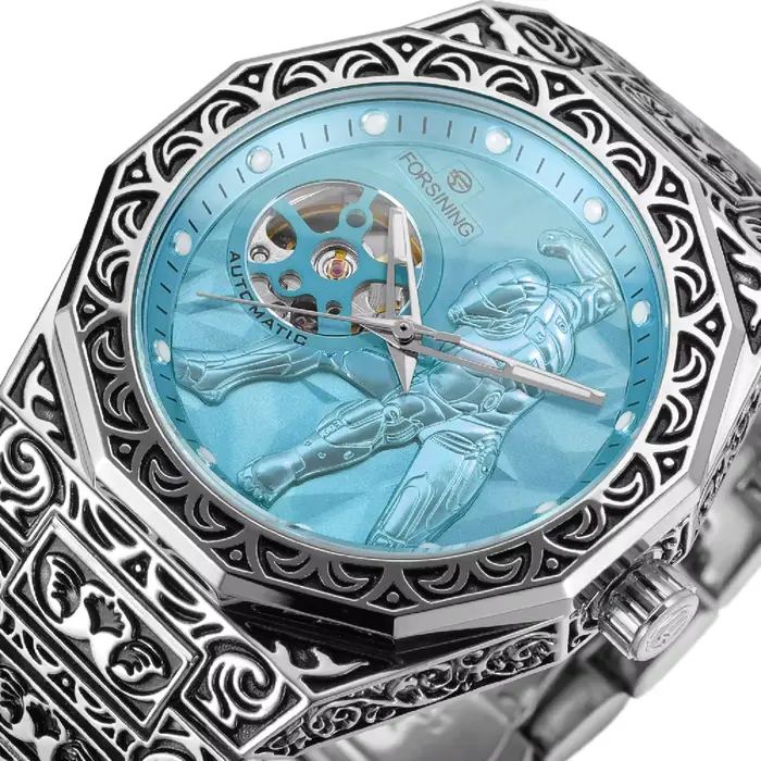 Montre Automatique FORSINING Squelette Rétro Vintage Bracelet Acier Occasions Spéciales Homme