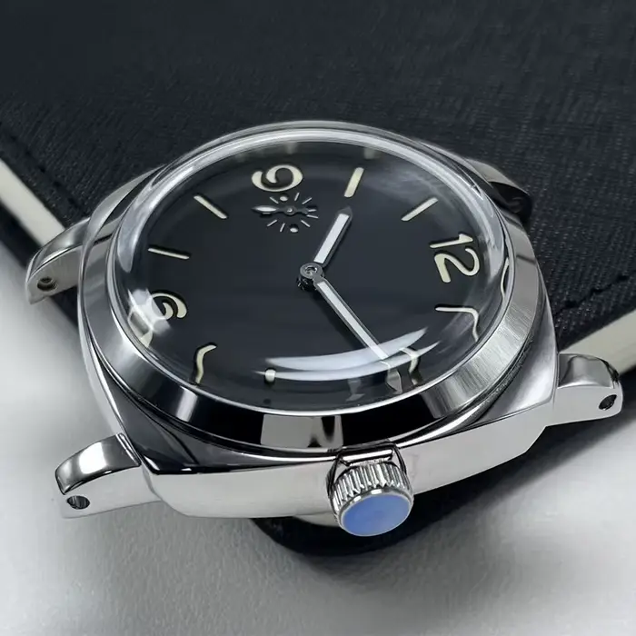 Cadran sandwich noir vert lumineux avec chiffres verts montre mécanique à remontage manuel pour homme occasions spéciales robuste élégant