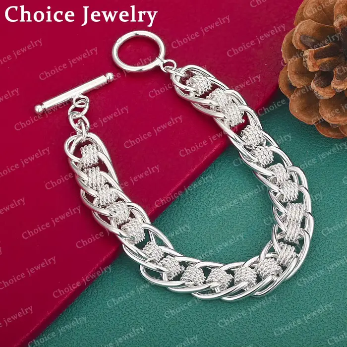 Bracelet tissé multi-cercles en argent sterling 925 pour hommes et femmes, bijoux de boutique, mode,
