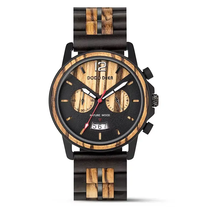 DODO DEER – montre-bracelet à Quartz en bois d'ébène pour homme, classique, à la mode, Date automati