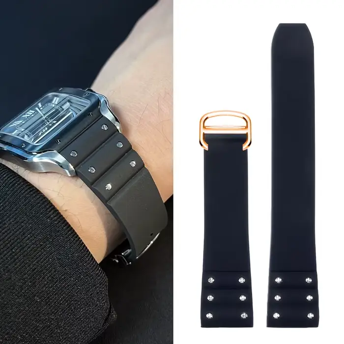 Bracelet en caoutchouc de haute qualité pour montres traditionnelles, avec boucle pliante, résistant à l'eau, hypoallergénique, pour homme et femme, pour différentes occasions sociales et sportives