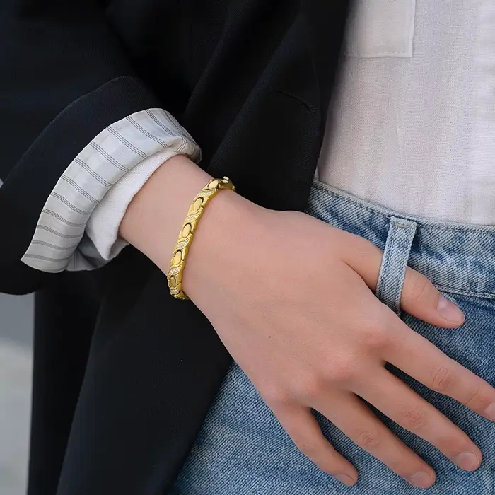 ARADOO luxe zircone cristaux titane acier Bracelet