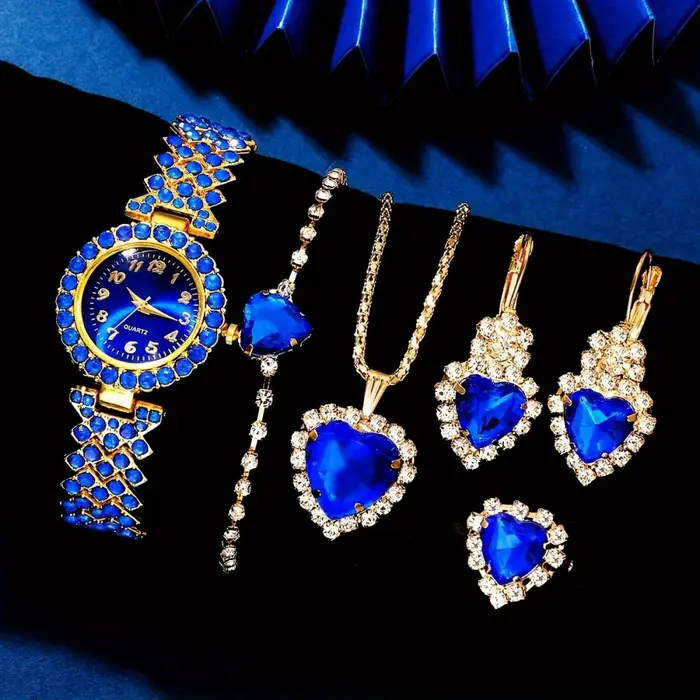 Ensemble de bijoux et de montres élégants pour femmes, montre-bracelet à Quartz avec cadran en stras