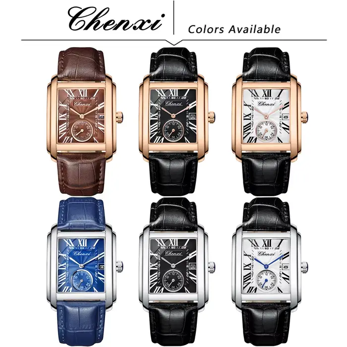 Montre à quartz carrée de marque CHENXI pour homme 2026