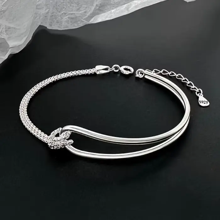 Bracelet Double couche en argent Sterling 925 pour femmes et filles