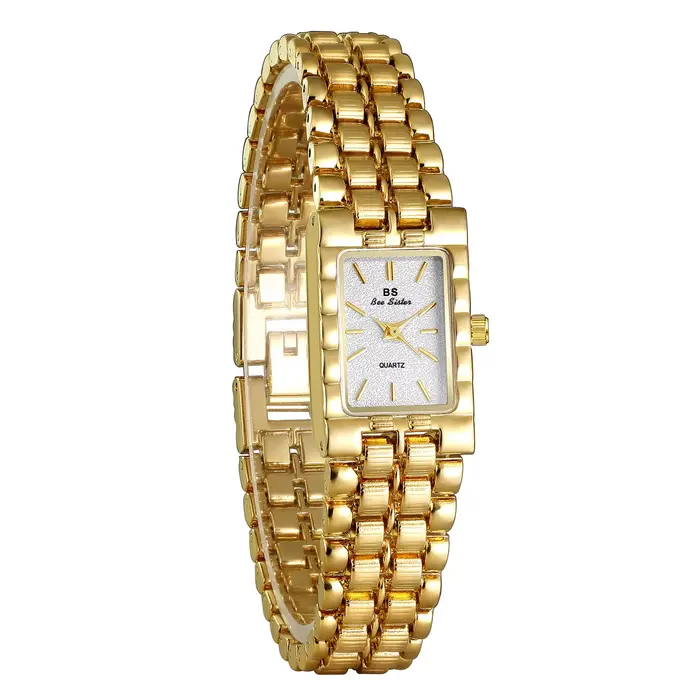 Montres classiques rectangulaires en or rétro pour femmes