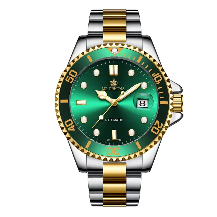 ORKHR-Montres-bracelets mécaniques étanches pour hommes, montre automatique 3 bars, acier inoxydable