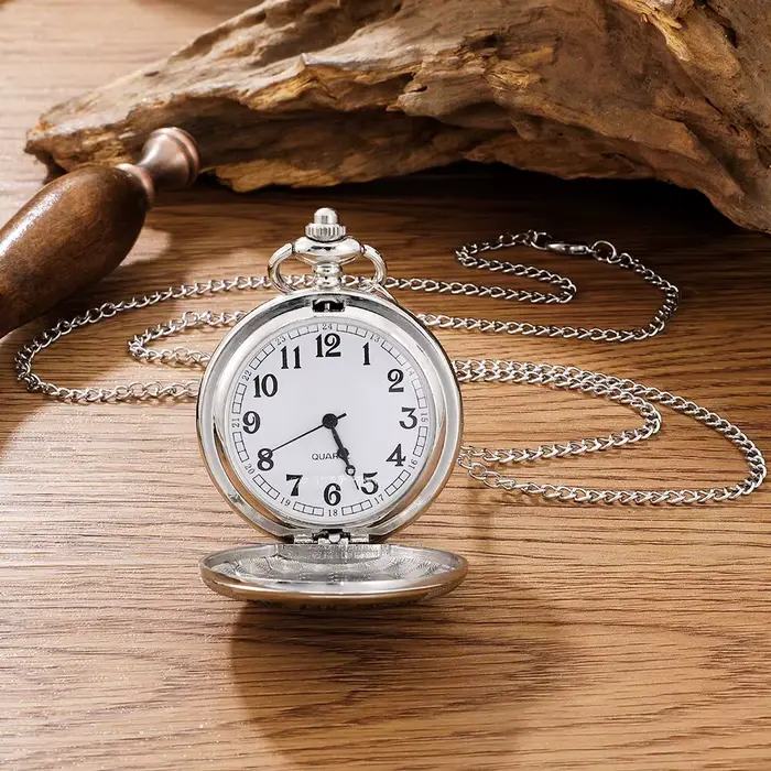 Montre de poche vintage à quartz en alliage argenté pour homme et femme occasions spéciales cadeau de luxe