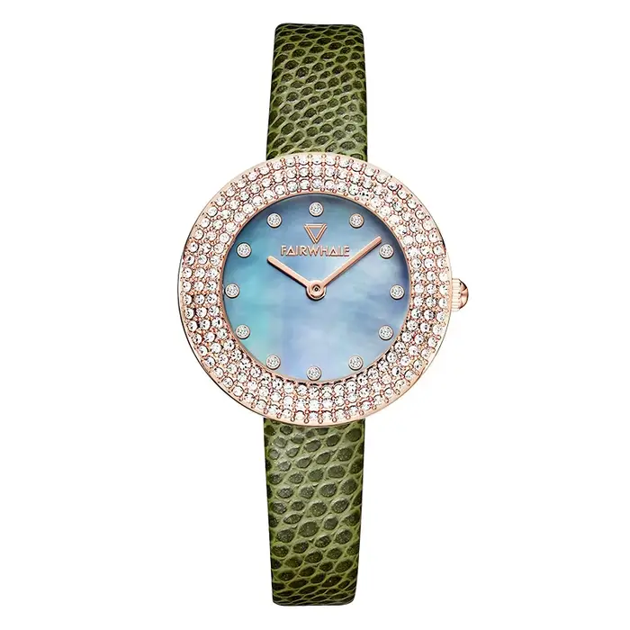 Montre à Quartz Entièrement en Diamant pour Femme Design de Bague Luxe Léger Étanche Occasions Spéciales