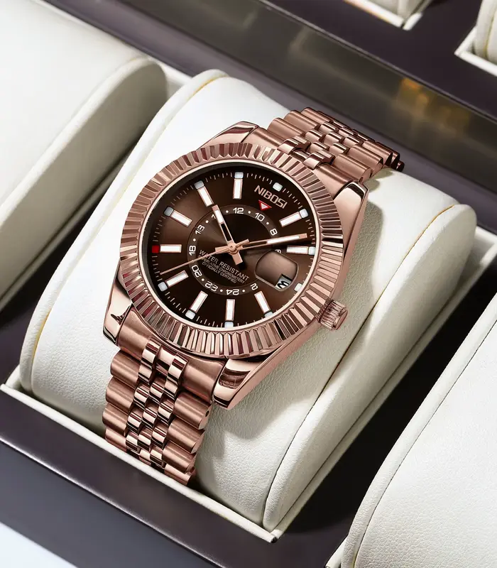 NIBOSI 2026 Nouvelle Marque Montres Hommes Montre à Quartz avec Date Étanche en Acier Inoxydable Montres-Bracelets