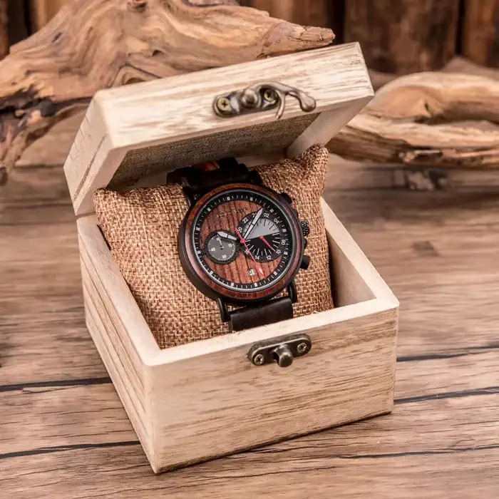 DODO DEER hommes montres en bois haut de gamme de luxe militaire en acier inoxydable chronographe montre-bracelet mâle affichage automatique de la Date cadeau des mariés