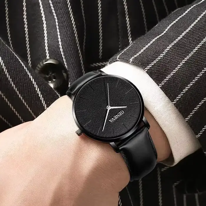 Nouveaux hommes montre de luxe Bracelet ensemble mode affaires en cuir marron montres à Quartz