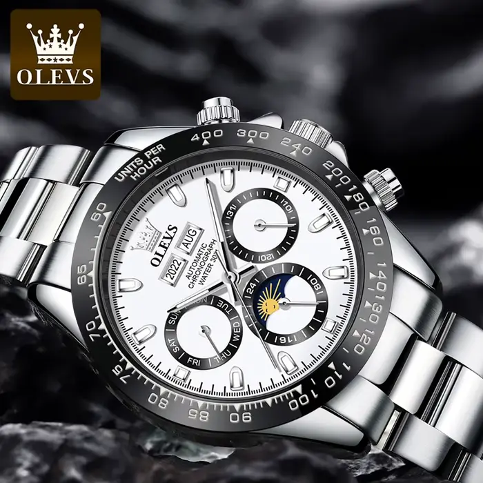 OLEVS 6654 montre pour hommes mode chronographe automatique mécanique montre-bracelet étanche fonction lumineuse