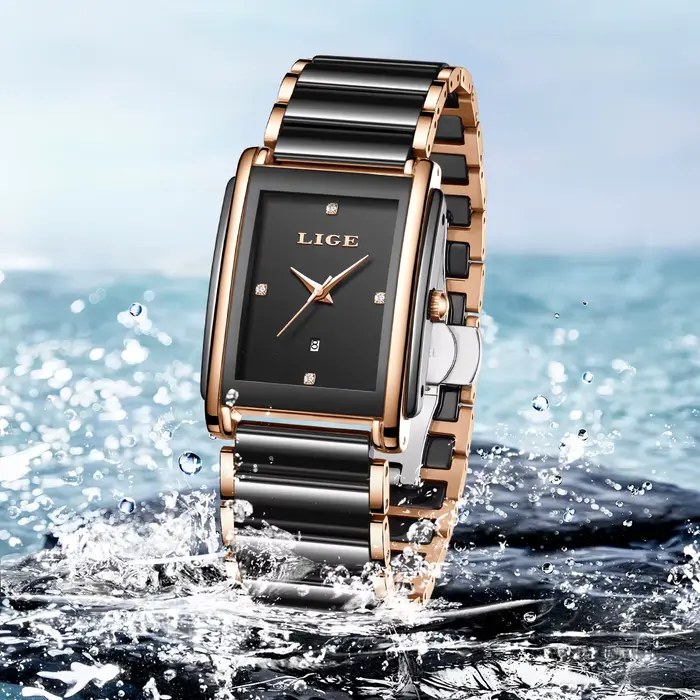 LIGE mode montre élégante pour femmes mouvement japonais Bracelet en céramique de luxe dames