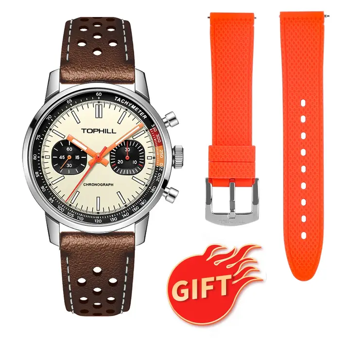 TOPHILL montres pour hommes 1963 chronographe montre-bracelet mécanique mouette ST1901 mouvement pilote montre