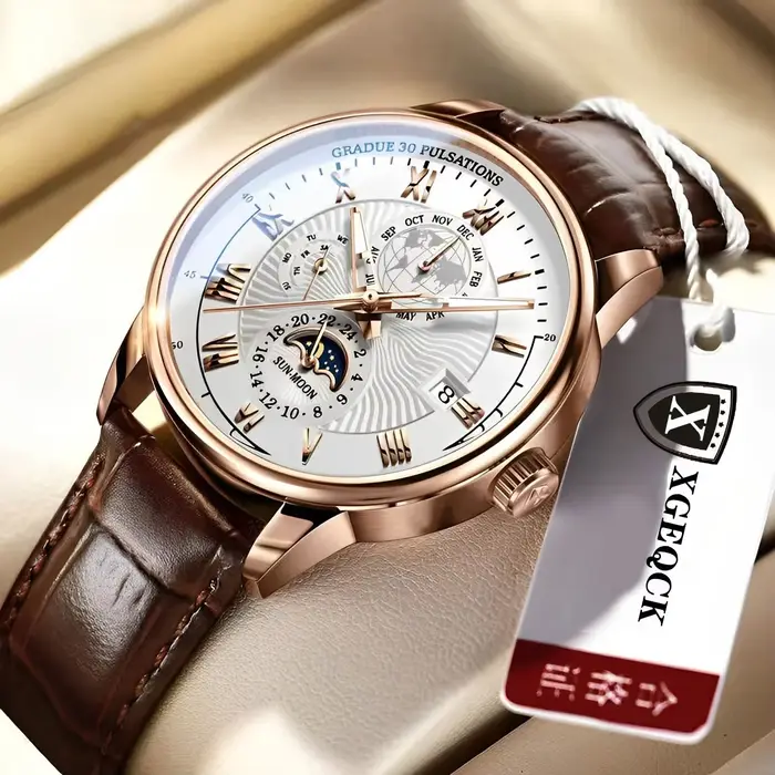 2024 hommes montre haut tendance luxe Sport montre-bracelet pour homme étanche lumineux en cuir Date montres à Quartz