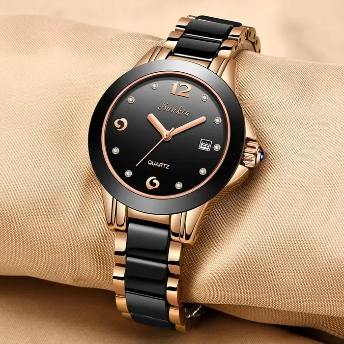 Montre en céramique LIGE pour femmes, résistante à l'eau, avec mouvement quartz, bracelet ajustable, pour toutes occasions spéciales