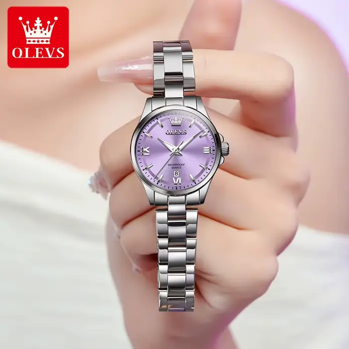 OLEVS 3668 femmes montres élégante montre en acier inoxydable lumineux étanche Date montre-bracelet dames