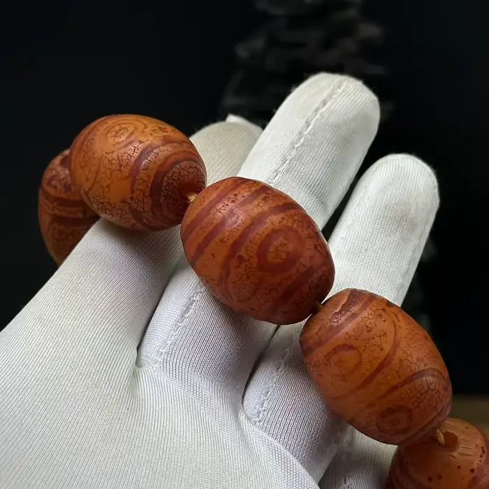 Bracelet de perles d'ambre rouge de style rétro, nouveau