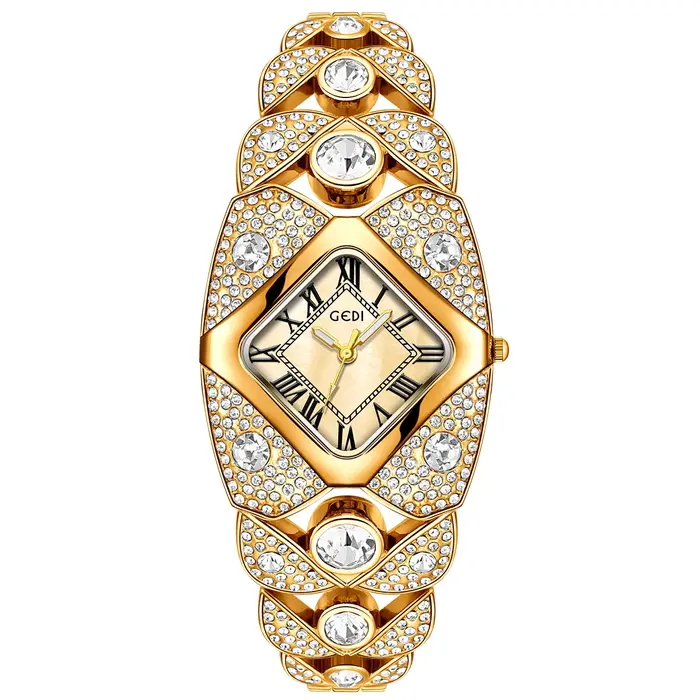 Montre pour femmes GEDI luxe léger diamants incrustés bracelet haut de gamme étanche rétro mode montre à quartz cadeau pour femmes occasions spéciales