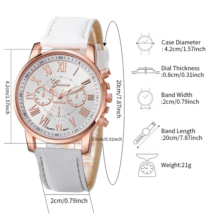 Ensemble montre femme en cuir blanc et or rose