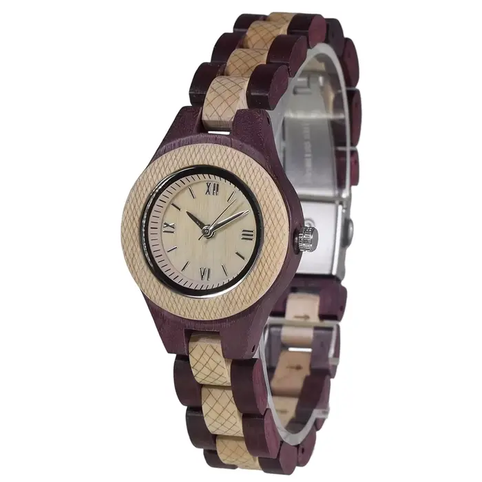 Montre à quartz en bois élégante pour femmes