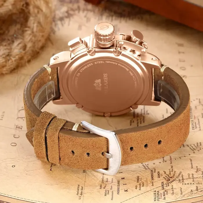 Montres automatiques pour hommes mécanique auto-vent en cuir véritable multifonction Date bateau mois or Bronze U Reloj Hombre Baratos